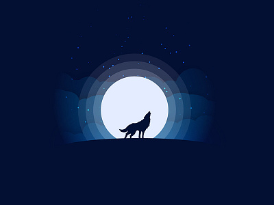 Wolf Howl clouds howl howling illustration illustrator moon moonlight night stars wolf