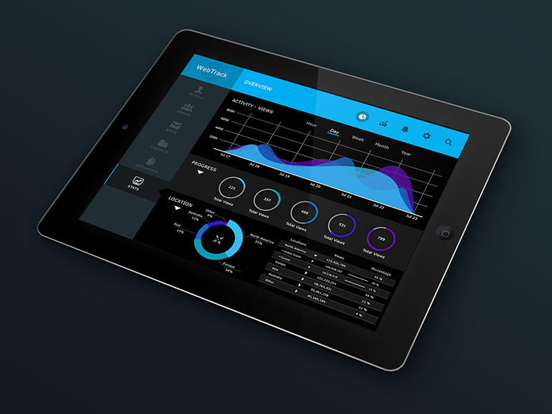 WebTrack Prototype App Design Tablet by Ashton Patel on 