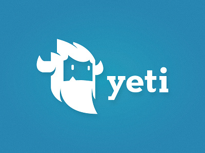Yeti beard blue face head logo mark monster simple tooth white word yeti