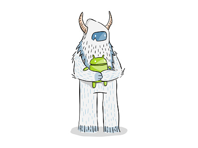 Yeti Builds Android android beard drawing google illustration monster process watercolor yeti