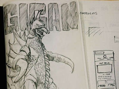Every other page of my sketchbook feature a kaiju