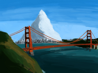 Yeti Mountain in SF bar digital golden gate bridge illustration landscape mountain painting san francisco sf snow yeti