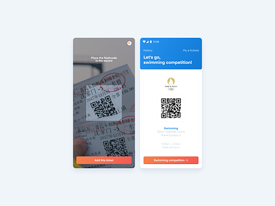 Paris 2024 App — Flashcode android app camera code competition concept design eticket event flashcode icon interface mobile olympic games paris product design sports ticket ui ux