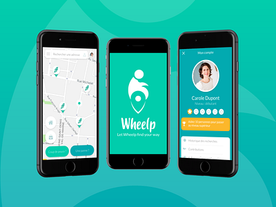 Web app | Wheelp app branding design disabled person flat design graphic design logo maps mock up profile ui ux web