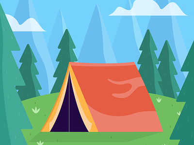 Summer camp camping design flat design forest graphic design illustration illustrator mountain plaine scouting summer camp tent vacation vector art