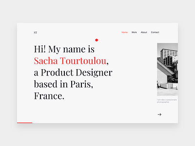 Sacha Tourtoulou - Portfolio animation awwwards design fwa graphic design home page horizontal scroll landing page logo minimal photography portfolio product design sacha tourtoulou typography ui ux web website