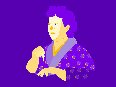 Rika Yamamori brush illustration illustrator japan japanese kimono purple traditional vector yakuza