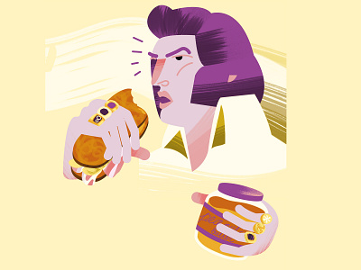 Elvis having an Elvis brush elvis food illustration illustrator peanut butter photoshop rock vector
