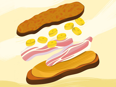 The Elvis bacon banana brush elvis food illustration peanut peanut butter sandwich vector