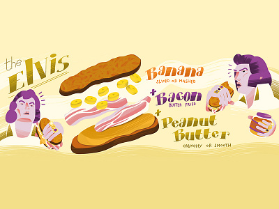 Elvis banana brush elvis food illustration illustrator peanut butter photoshop sandwich vector