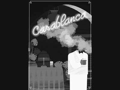 Casablanca black and white cafe casablanca illustration illustrator movie photoshop poster smoke type