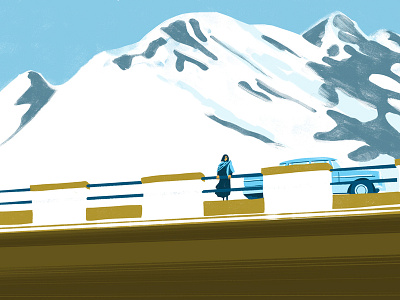 mountain trip adobe brush car design editorial illustration landscape photoshop snow wacom