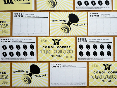 Corgi Coffee Loyalty Cards & Vouchers branding cafe cafe branding card design coffee corgi design illustration print design typography