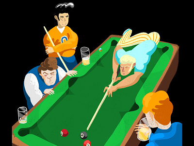 Trick Shot billiard editorial illustration illustrator light photoshop pool table sketch sports trick shot