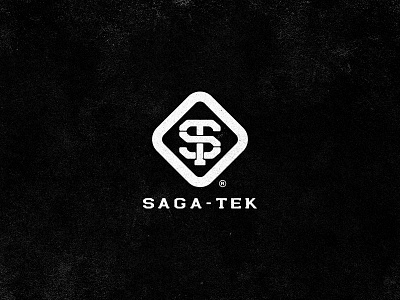 Saga-Tek black dustin logo monogram vintage white