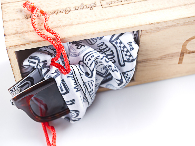 Proof X Saga sunglasses packaging pattern wood vintage frames