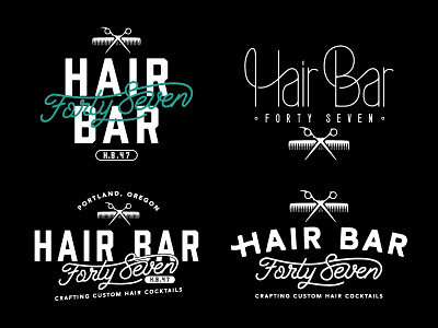 Hair Bar 47 Logos badge beer chessin dustin chessin logo stipple vintage