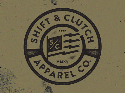 Shift+Clutch Logo apparel car clothing flag logo racing stipple style uniondues vector vintage