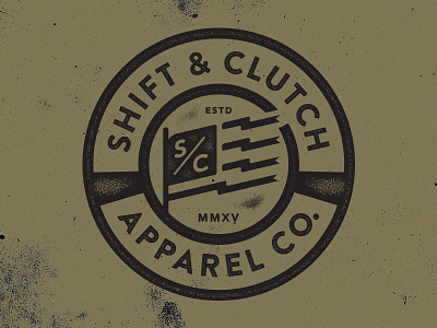 Shift+Clutch Logo apparel car clothing flag logo racing stipple style uniondues vector vintage