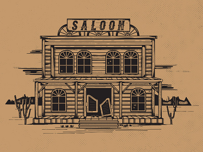 Saloon Illustration apparel halftone illustration lockup saloon stipple type vector western