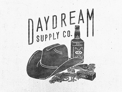 Daydream Supply Co. apparel cowboy handdrawn lettering monoline stipple vector vintage