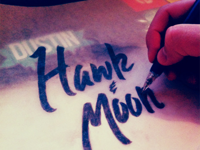 Lettering for Hawk & Moon brand graphic design lettering logo pencil vintage