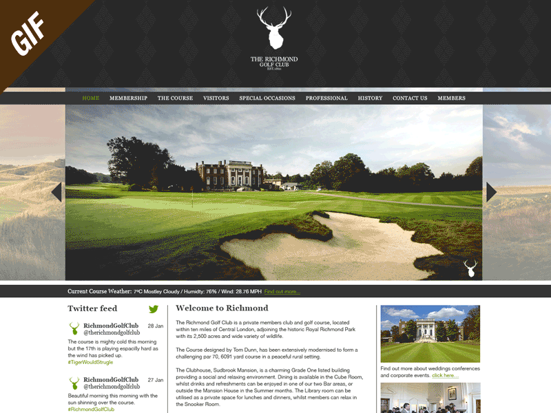 Websire design for the golf club in working on