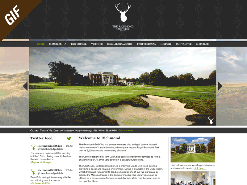 Websire design for the golf club in working on club design gif golf london web website