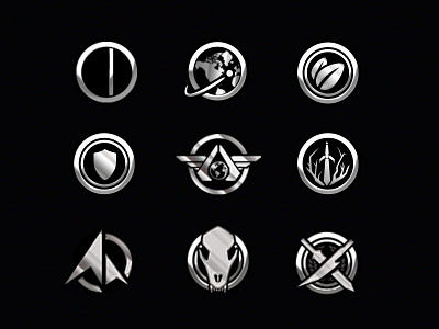 Factions Icons for Firefall brand branding game game dev icon ui video game