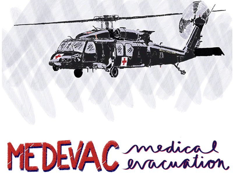 6/100: | MEDEVAC | america animated gif animation art arts design digital art digital drawing digital illustration drawing gif icon illustration lettering military procreate sketch us military usa vector