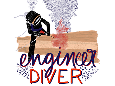 27/100: | ENGINEER DIVER | america art arts deep sea design digital art digital drawing digital illustration diving drawing graphic design handlettering illustration ipad lettering military procreate us military usa vector