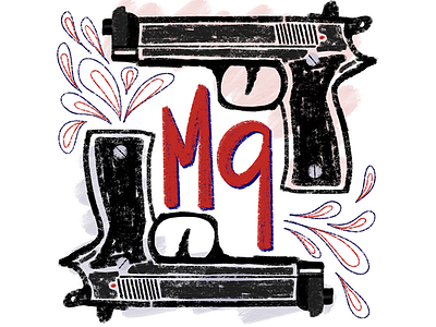 36/100: | M9 | america art arts charcoal digital art digital drawing drawing flowers guns handlettering illustration ipad m9 military procreate red white and blue roses us military usa water color
