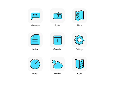 Icon Set design flat icon stroke