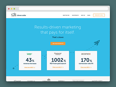 Marketing website redesign blue clean marketing minimal redesign rocket ui ux web design