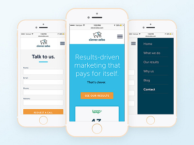 Responsive website redesign blue contact form marketing menu mobile redesign responsive ui