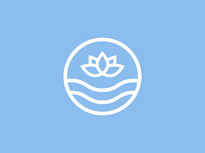 Yoga Logomark blue branding flat graphic design logo design logomark lotus flower ocean round logo vector illustration waves yoga yoga logo