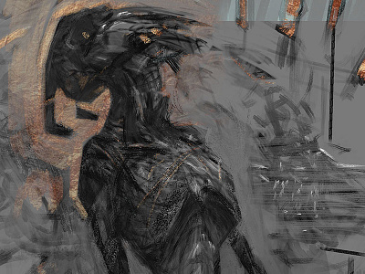 WIP: Ganges abstract copper digital horror painting skull therapy