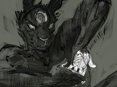 Resin V (WIP) animal anthro black figurative hare illustration painting rabbit white