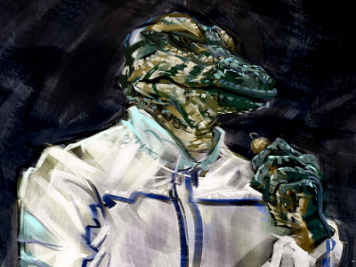 Neil Warren basketball lizard monitor nba painting sports