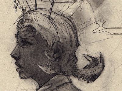 LEGACY III Sketch earring female graphite headdress summoner woman