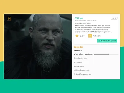 TV Show Watcher - DailyUI 025 app material ragnar serie show television tv vikings