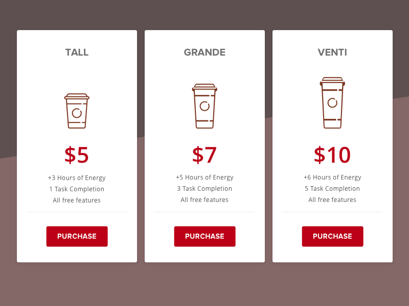 Coffee Pricing DailyUI 30 by Orçun Ilbeyli on Dribbble