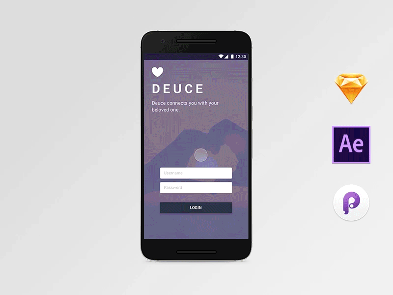 Deuce - An App For Couples animation app couple material principle prototype