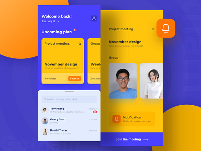 Teleconferencing app color design meeting teleconferencing ui