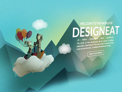 desigNeat home page animation character clouds colours drawing illustration one page portfolio web design website