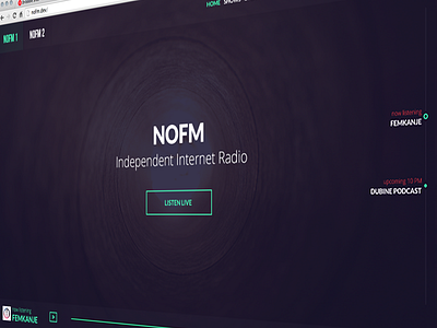 NOFM radio colour details music neon play purple radio stream ui vibrant web