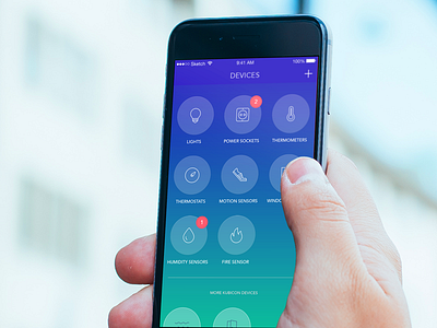 Kubicon App - Devices screen app circle colour device gradient icons ios iphone mobile smart home