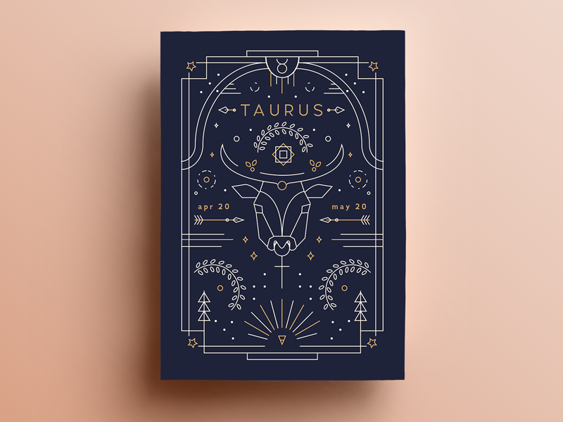 Taurus Poster Update outline print horoscope illustration line zodiac poster