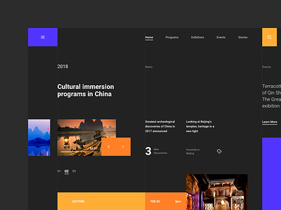 Cultural Immersion app color dark grid layout responsive type typography ui ux web website