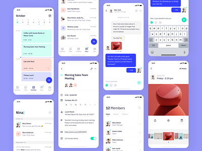 Indigo DS - Grid app calendar chat clean contacts design system event icon inbox interaction interface ios message mobile schedule search type typography ui uikits